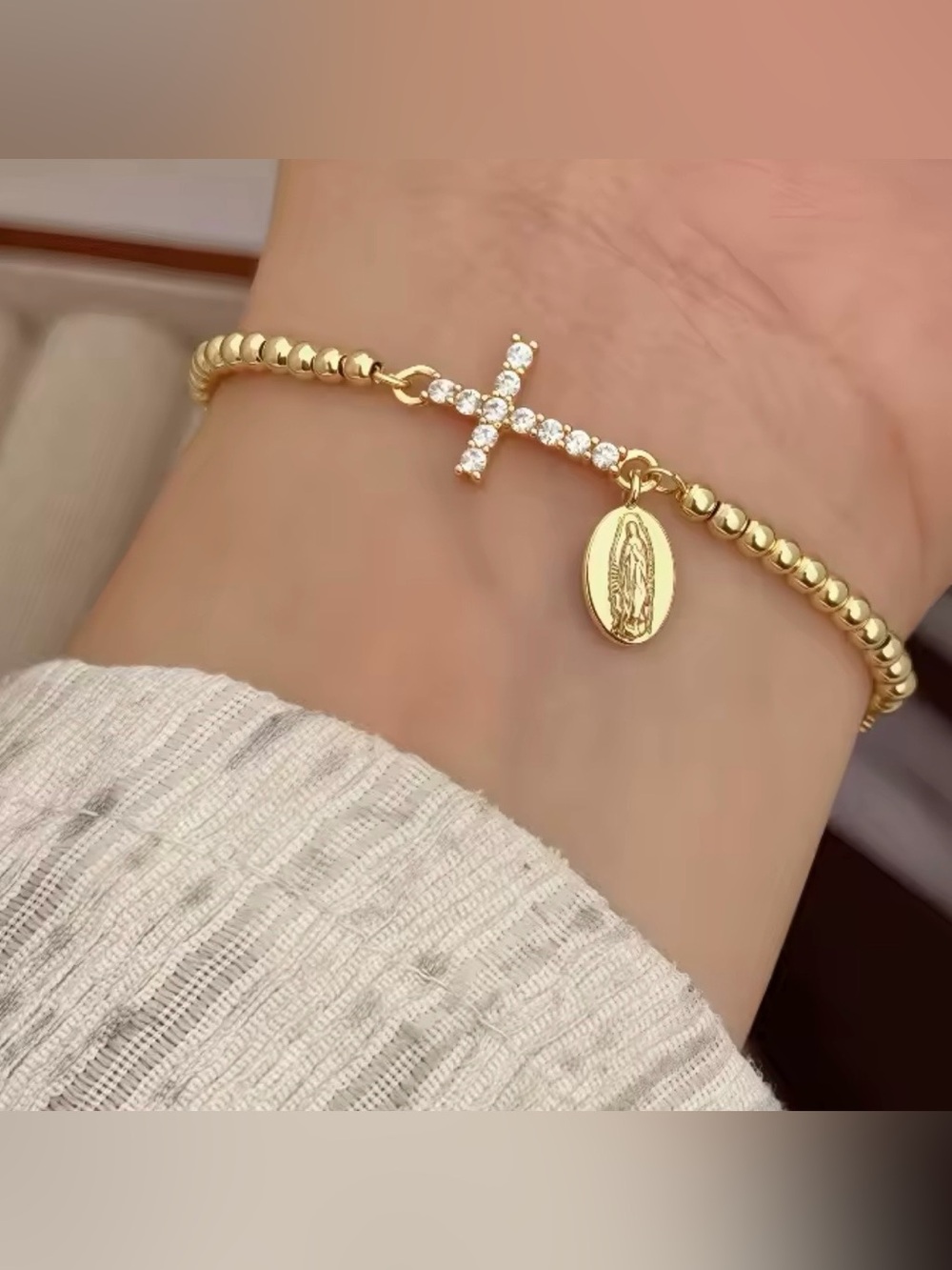 New Gold Cross Charm Bracelet